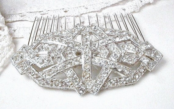 Antique 1930s Hair Comb OR Wedding Dress Sash Bro… - image 5