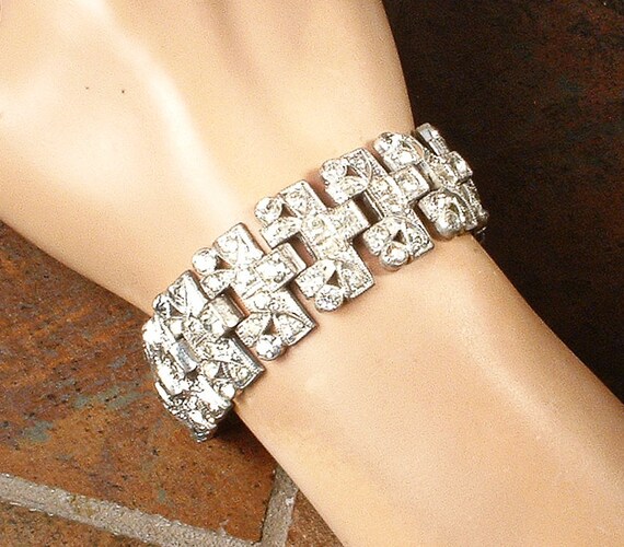 Vintage Art Deco 1930s Paste Rhinestone Bracelet,… - image 3