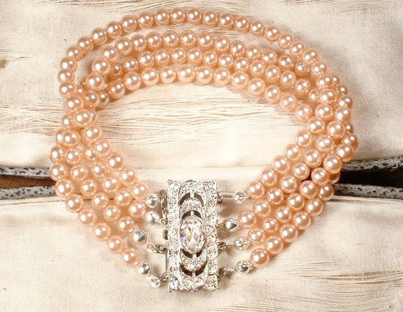 Antique Art Deco Champagne Glass Pearl Bridal Bra… - image 2