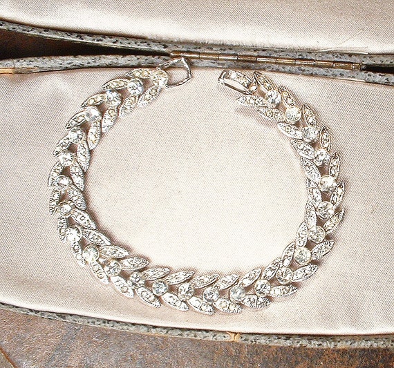 Vintage Crystal Rhinestone Bridal Bracelet,1940s … - image 5