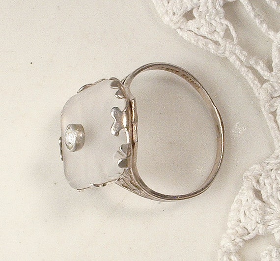 Antique 1920s Camphor Glass Ring,Art Deco/Edwardi… - image 8