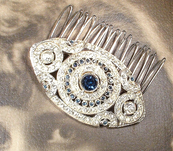 Antique 1930s Sapphire Blue Wedding Dress Brooch/… - image 2