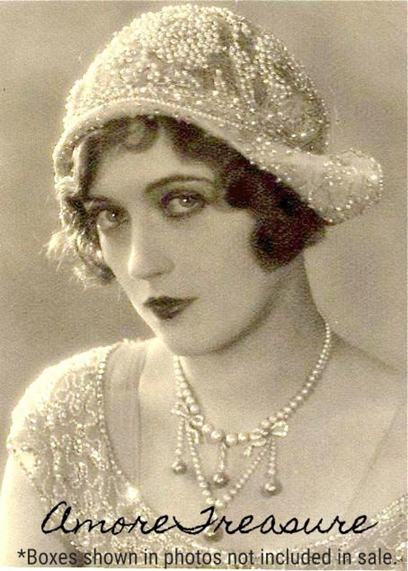 Vintage Art Deco Ivory Pearl Dangle Earrings,Long Silver Filigree Rhinestone Glass Pearl Drop Flapper 1920s Bridal/Wedding Statement Gift image 9