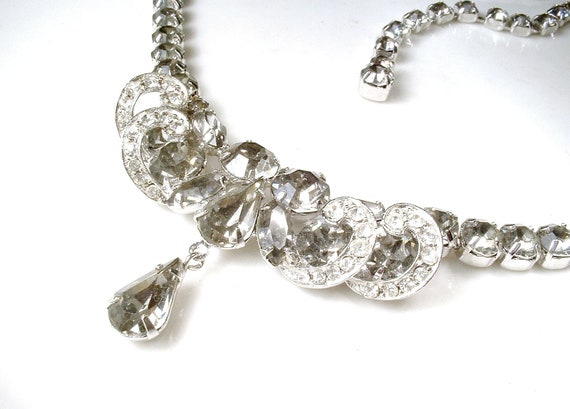 50s Weiss Clear Rhinestone Necklace Choker Bridal