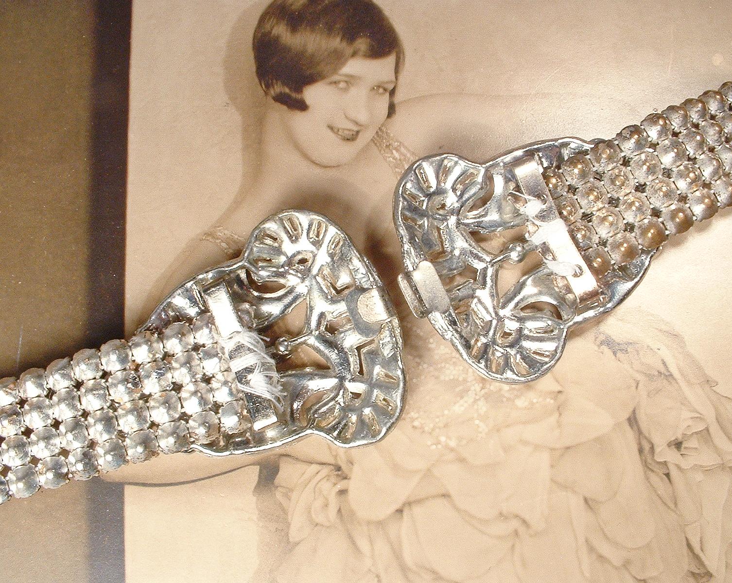 Belt White Rhinestones Double Strand Necklace 1950s Vintage Art Deco Rhinestone Vintage 1950 main image 2