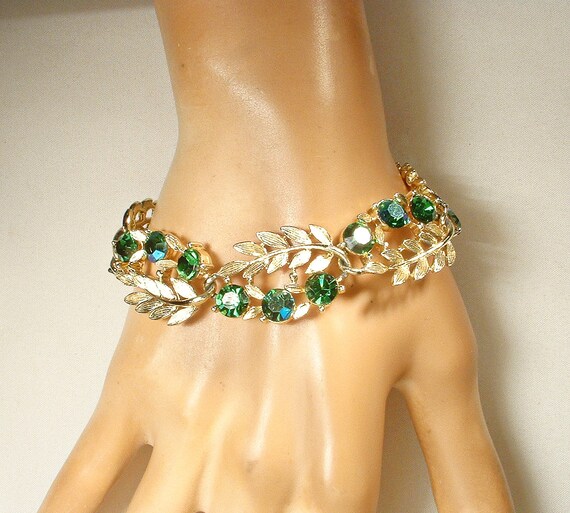 PRiSTiNe Vintage Emerald Rhinestone Necklace/Brac… - image 7