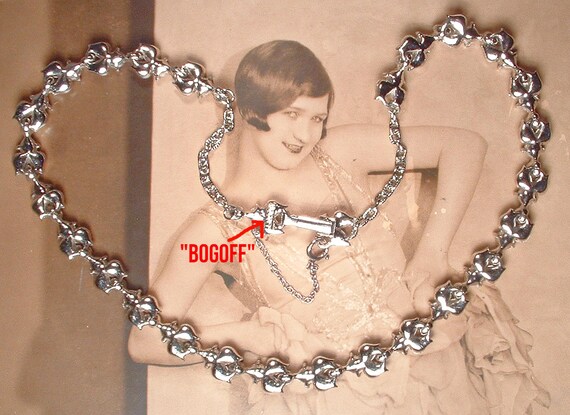 Vintage Aqua Rhinestone Necklace, BOGOFF 1940s Ar… - image 9