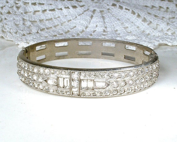 Antique ALLCO Art Deco Crystal Rhinestone Bangle B