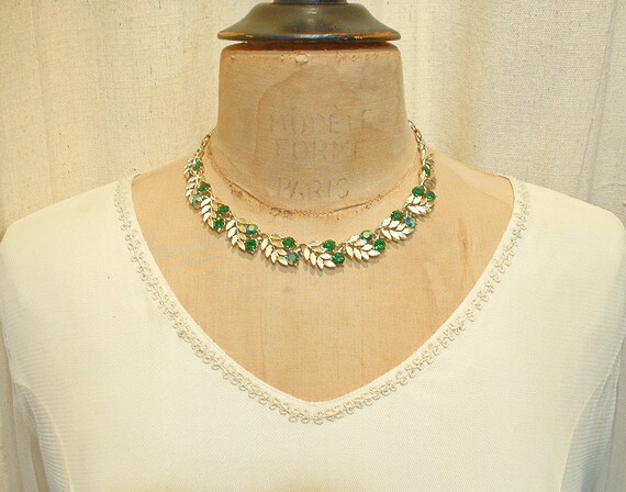 PRiSTiNe Vintage Emerald Rhinestone Necklace/Brac… - image 5