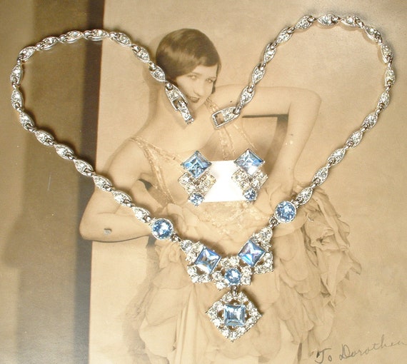 PRISTINE Vintage Ice/Light Blue BOGOFF Rhinestone… - image 1