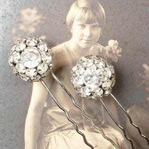 Antique Vintage 1920s 30s Art Deco Silver Floral Hairpin Vintage 1920s 1930s hair - Gem main image 3