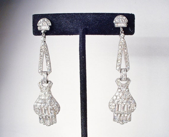 1930s Art Deco/Edwardian Flapper Dangle Earrings,… - image 2