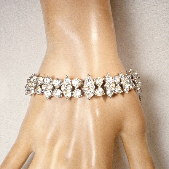 Antique 1940s BOGOFF Wide Art Deco Rhinestone Bra… - image 5