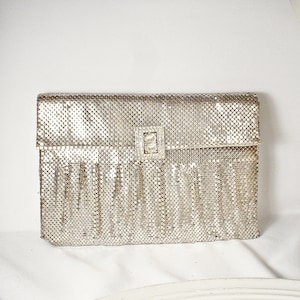 Pochette Whiting Davis in rete argentata, in condizioni perfette, con strass, stile Art Déco, glamour vecchia Hollywood, borsa da sera/matrimonio vintage, borsa a mano anni '40. immagine 1