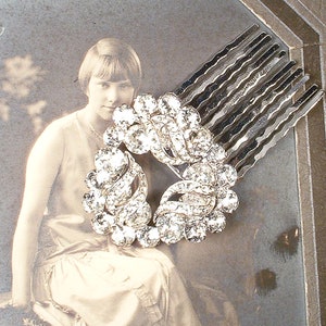 PRISTINE Vintage 1940s EISENBERG Brooch/Bridal Hair Comb,Layered Crystal Rhinestone Bridal Wedding Dress Sash Pin/Headpiece Hairpiece Signed image 2