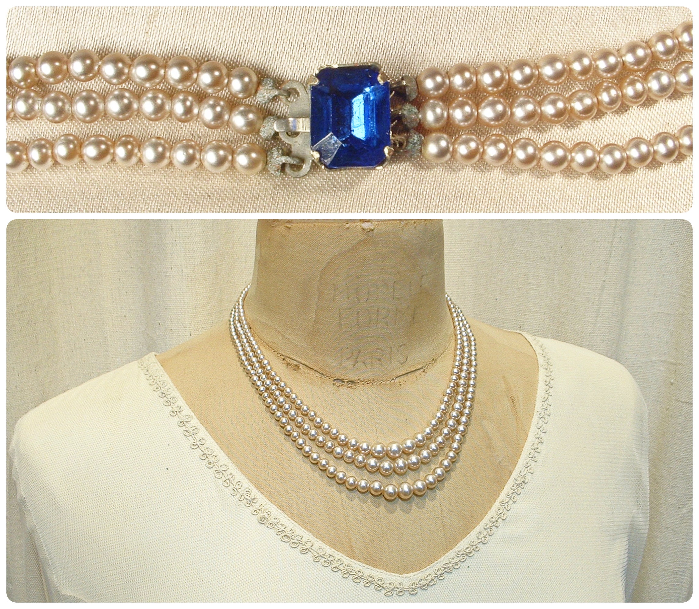 Shop 1920s Jewelry - Pearl Rhinestone Necklace Set, BABEYOND