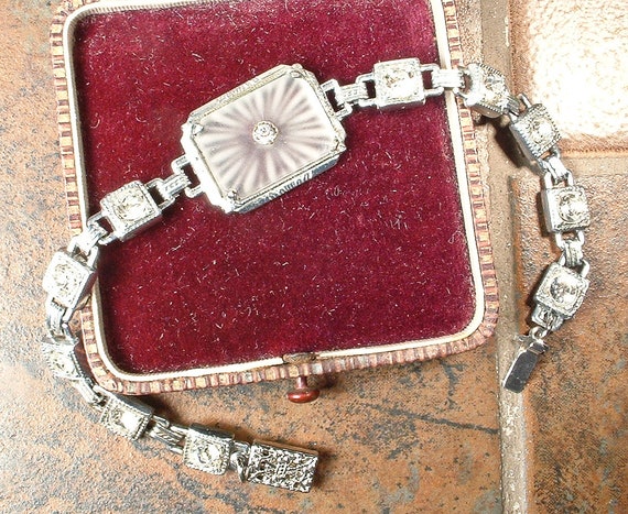 ANTIQUE Art Deco Camphor Glass Bracelet, Vintage … - image 6
