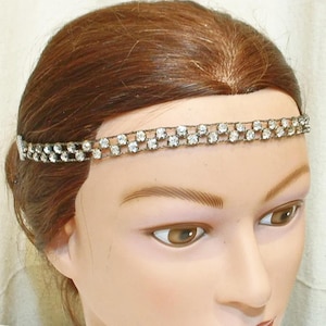 1920s Headband,Vintage Rhinestone Flapper Bridal Hair Accessory, Art Deco Headpiece Great Gatsby Chain Downton Abbey Forehead Halo AUTHENTIC