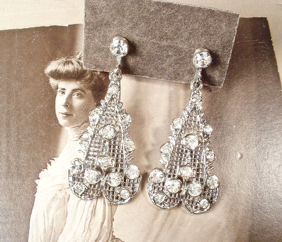 PRISTINE ANTiQUe 1930s Paste Rhinestone Art Deco … - image 2