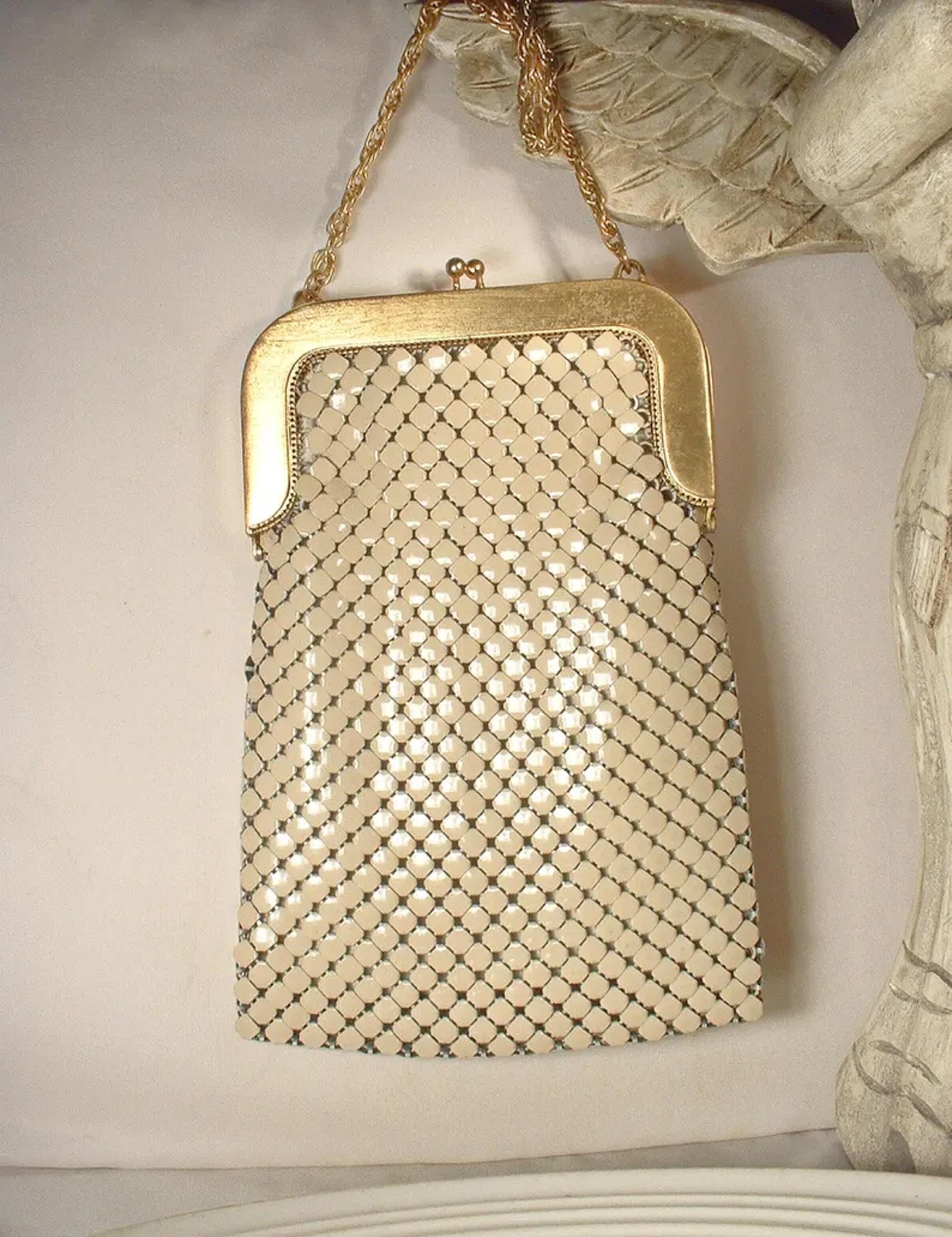 Art Deco Champagne Ivory Flapper Purse Bridal, Whiting Davis