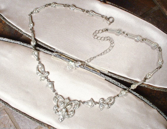 ANTIQUE Art Deco French Paste Rhinestone Bridal N… - image 3