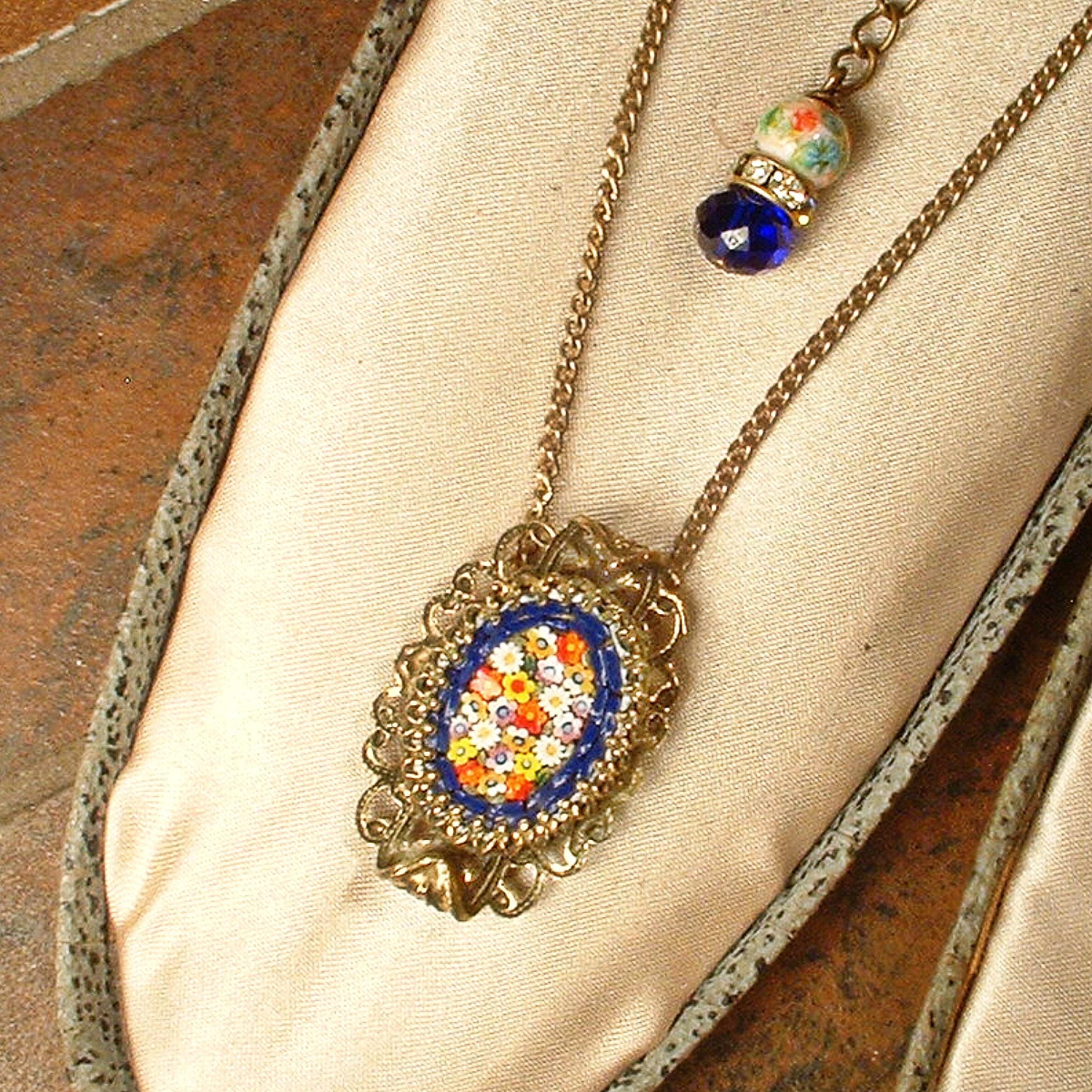 ヴィンテージ 1940年代 イタリア製 マイクロモザイク ネックレス