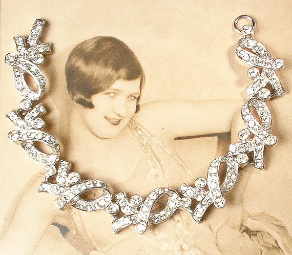 PRISTINE Vintage LEDO Art Deco Flapper Bracelet, … - image 1