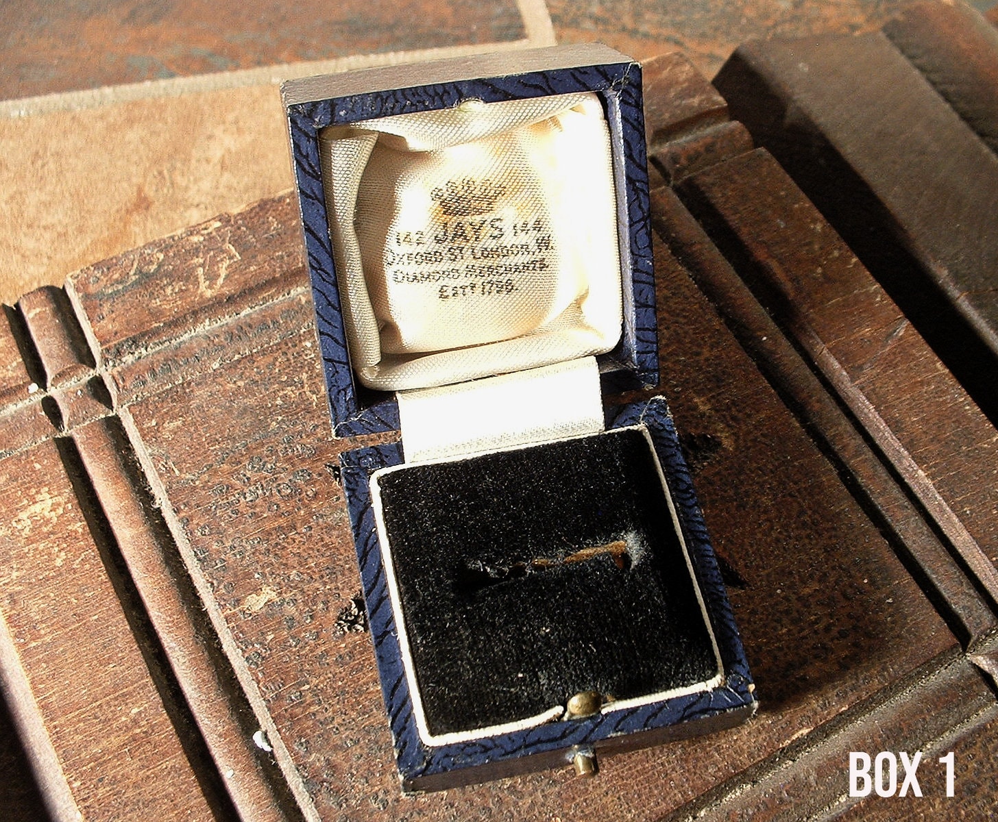 Antique 1920s Ring Display Box,tooled Leather,art Deco Era