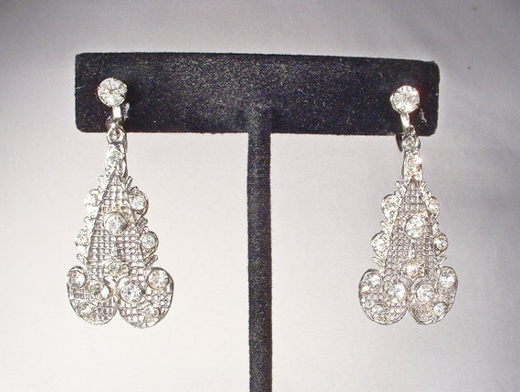 PRISTINE ANTiQUe 1930s Paste Rhinestone Art Deco … - image 7