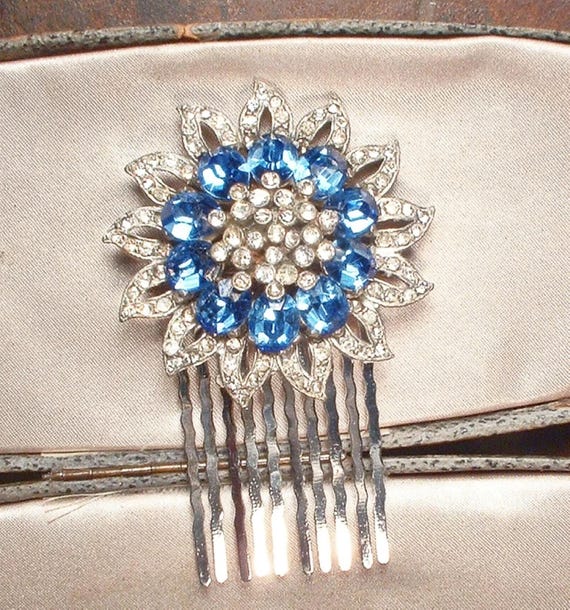 Braut-Kopfschmuck Mit Blauen Saphir-Strass – Elegant, Ca. 38 Cm, Für Hochzeit & Ball