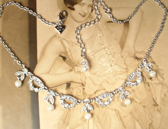 PRISTINE Vintage Art Deco Ivory Pearl Swag Necklace Designer 