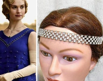 ANTIQUE 1920s Rhinestone Flapper Headband, Art Deco Bridal Headpiece, Gatsby Vintage Wedding Hair Jewelry Gift