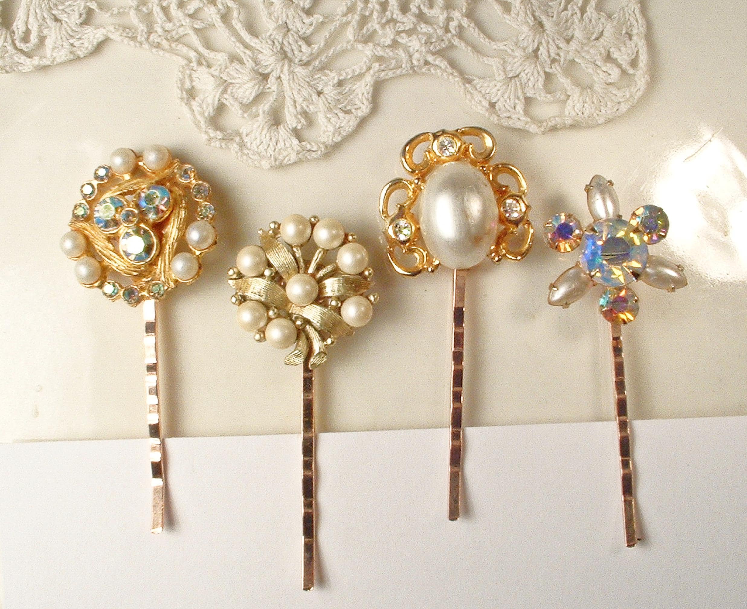 PEARL HAIR CLIP SQUARE ANTIQUE ROSE PEARL HAIR CLIP SQUARE ANTIQUE ROSE