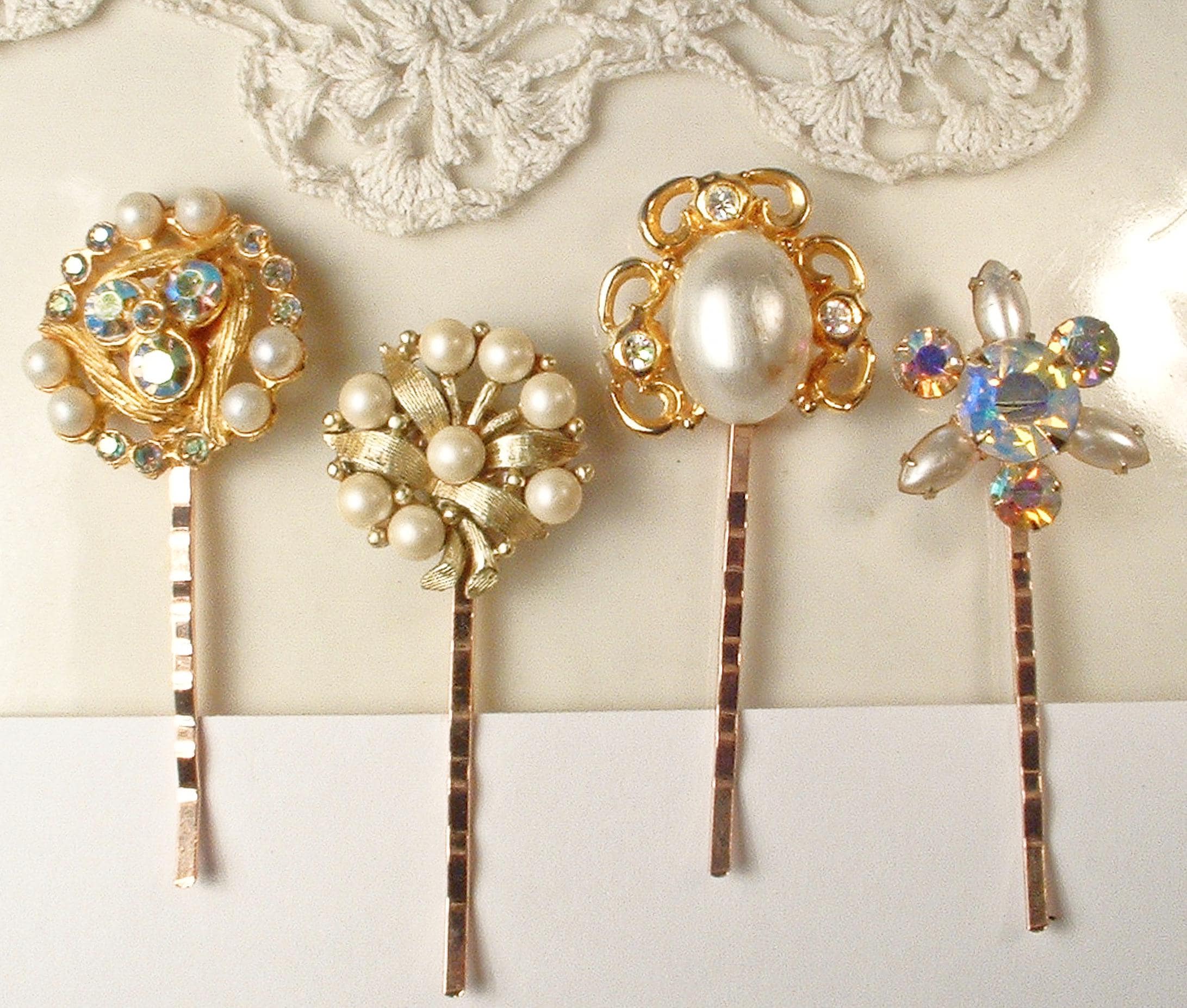 PEARL HAIR CLIP SQUARE ANTIQUE ROSE PEARL HAIR CLIP SQUARE ANTIQUE ROSE