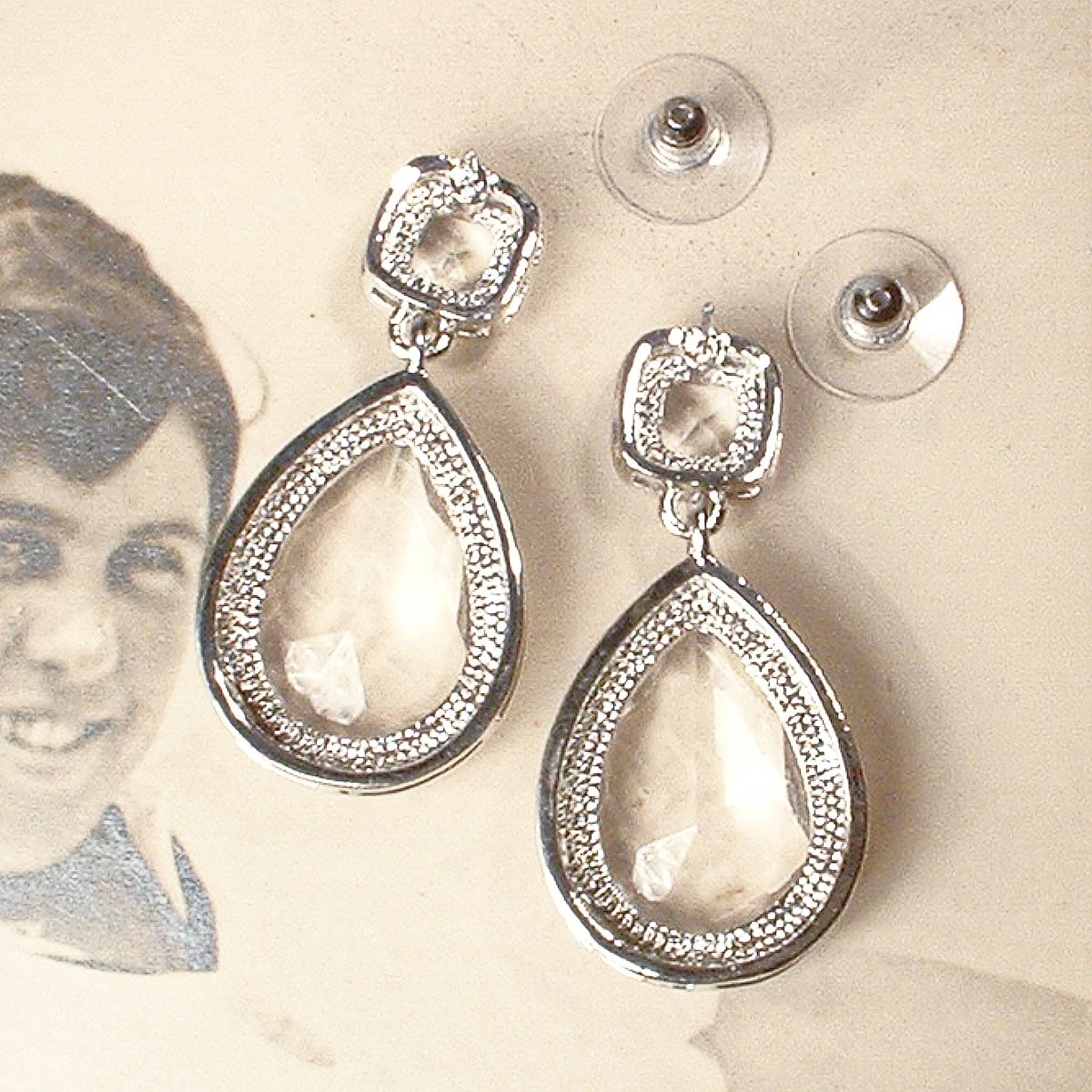Vintage Crystal/rhinestone Bridal Dangle Earrings,art Deco