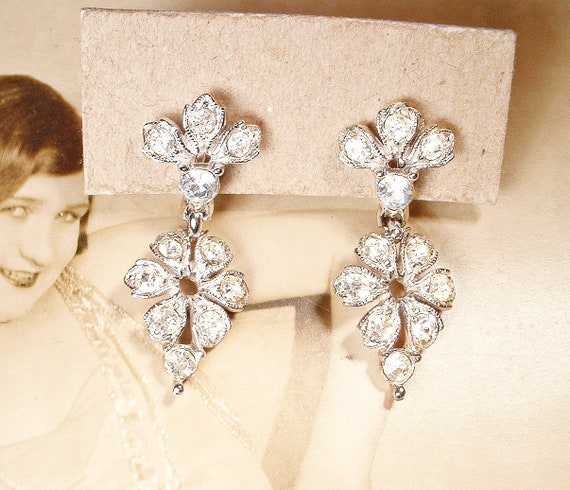 PRISTINE Vintage BoGoFF Art Deco Dangle Earrings,… - image 4