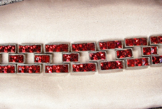 ANTiQue 1920s Art Deco Bohemian Garnet Red Rhines… - image 6