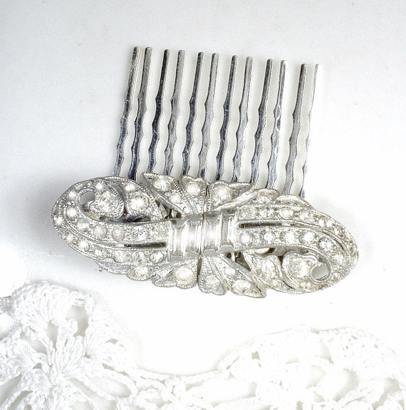 ANTIQUE Art Deco Bridal Hair Pins, Duette Dress C… - image 3