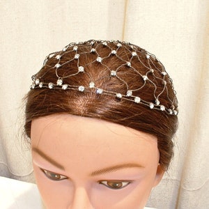 ANTIQUE 1920s Flapper Rhinestone Juliet Cap, Metallic Mesh Crystal Headpiece,1920 Great Gatsby Bridal Wedding Wire Hat Downton Abbey Jewelry image 3