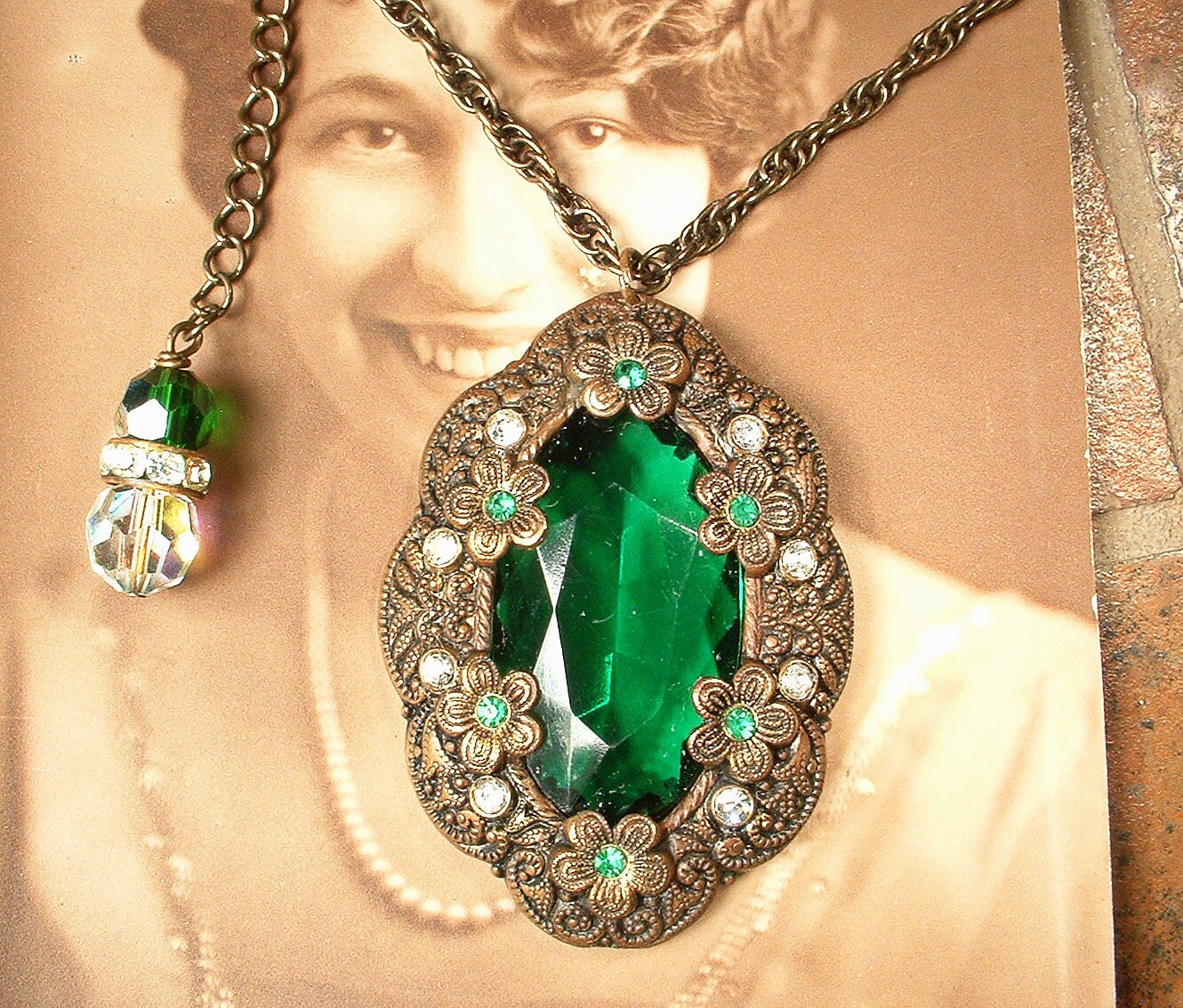 Vintage Emerald Pendant 14K - ICECI