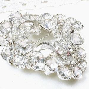 PRISTINE Vintage 1940s EISENBERG Brooch/Bridal Hair Comb,Layered Crystal Rhinestone Bridal Wedding Dress Sash Pin/Headpiece Hairpiece Signed image 9