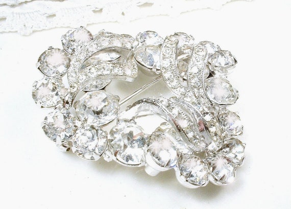 PRISTINE Vintage 1940s EISENBERG Brooch/Bridal Ha… - image 9