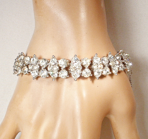 Antique 1940s BOGOFF Wide Art Deco Rhinestone Bra… - image 6