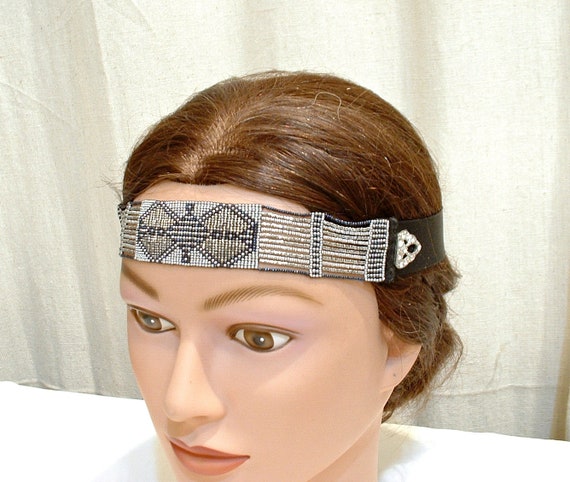 RARE Antique 1920s Headband Art Deco Flapper Beaded Gem