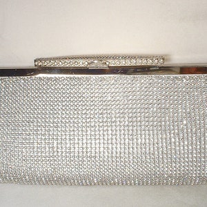 PRISTINE Art Deco Silver Rhinestone Evening Purse,Jewel Clutch/CrossBody Bag,1920s Vintage Wedding Old Hollywood Glam Handbag Flapper Bridal image 3