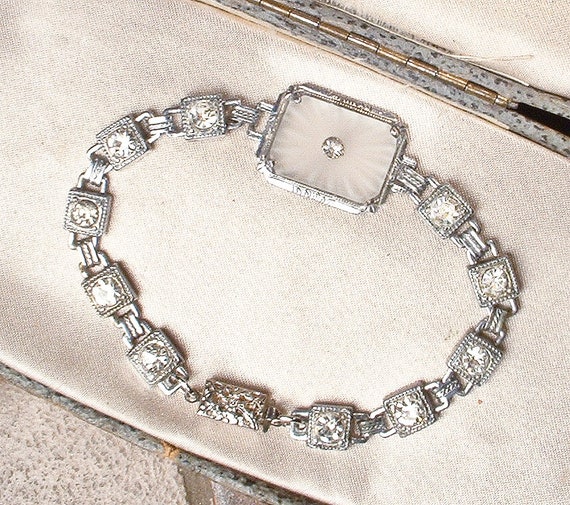 ANTIQUE Art Deco Camphor Glass Bracelet, Vintage … - image 4