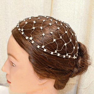 ANTIQUE 1920s Flapper Rhinestone Juliet Cap, Metallic Mesh Crystal Headpiece,1920 Great Gatsby Bridal Wedding Wire Hat Downton Abbey Jewelry image 2