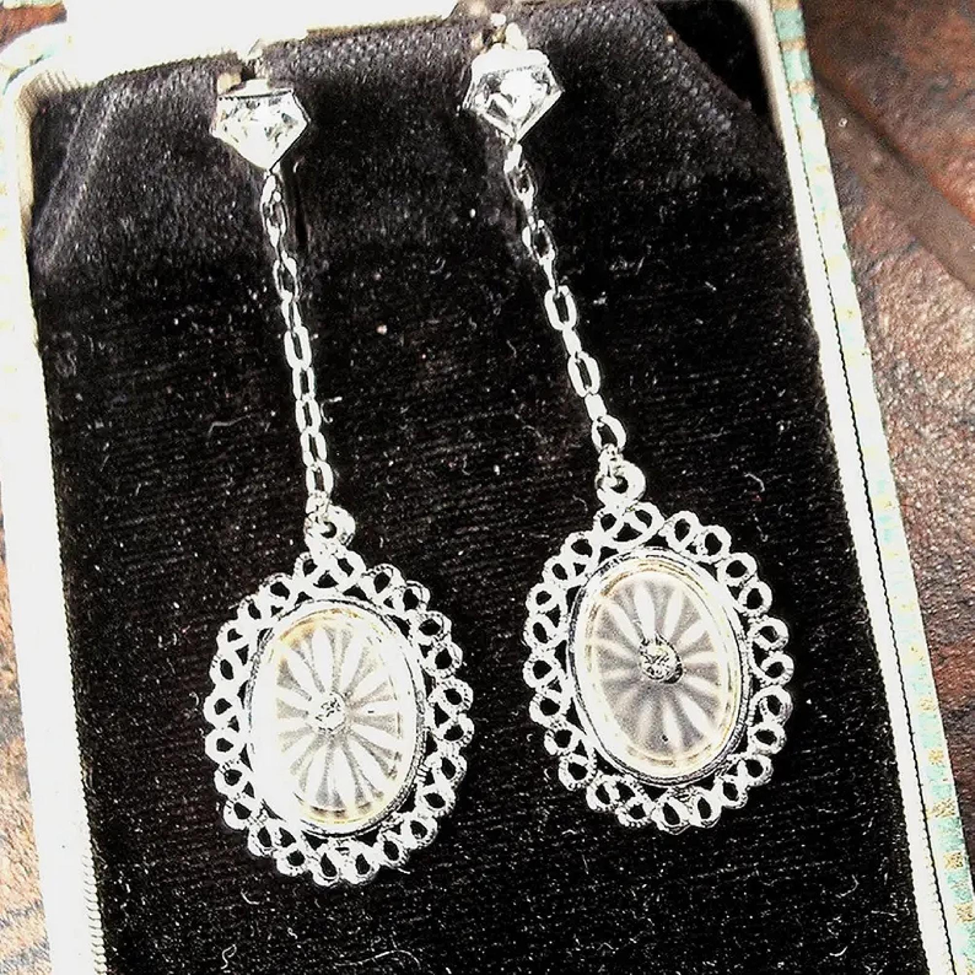 Art Deco Camphor Glass Earrings