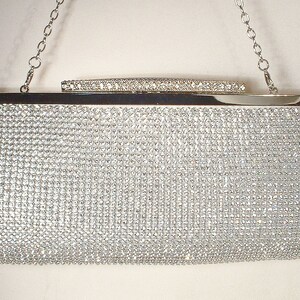 PRISTINE Art Deco Silver Rhinestone Evening Purse,Jewel Clutch/CrossBody Bag,1920s Vintage Wedding Old Hollywood Glam Handbag Flapper Bridal image 8