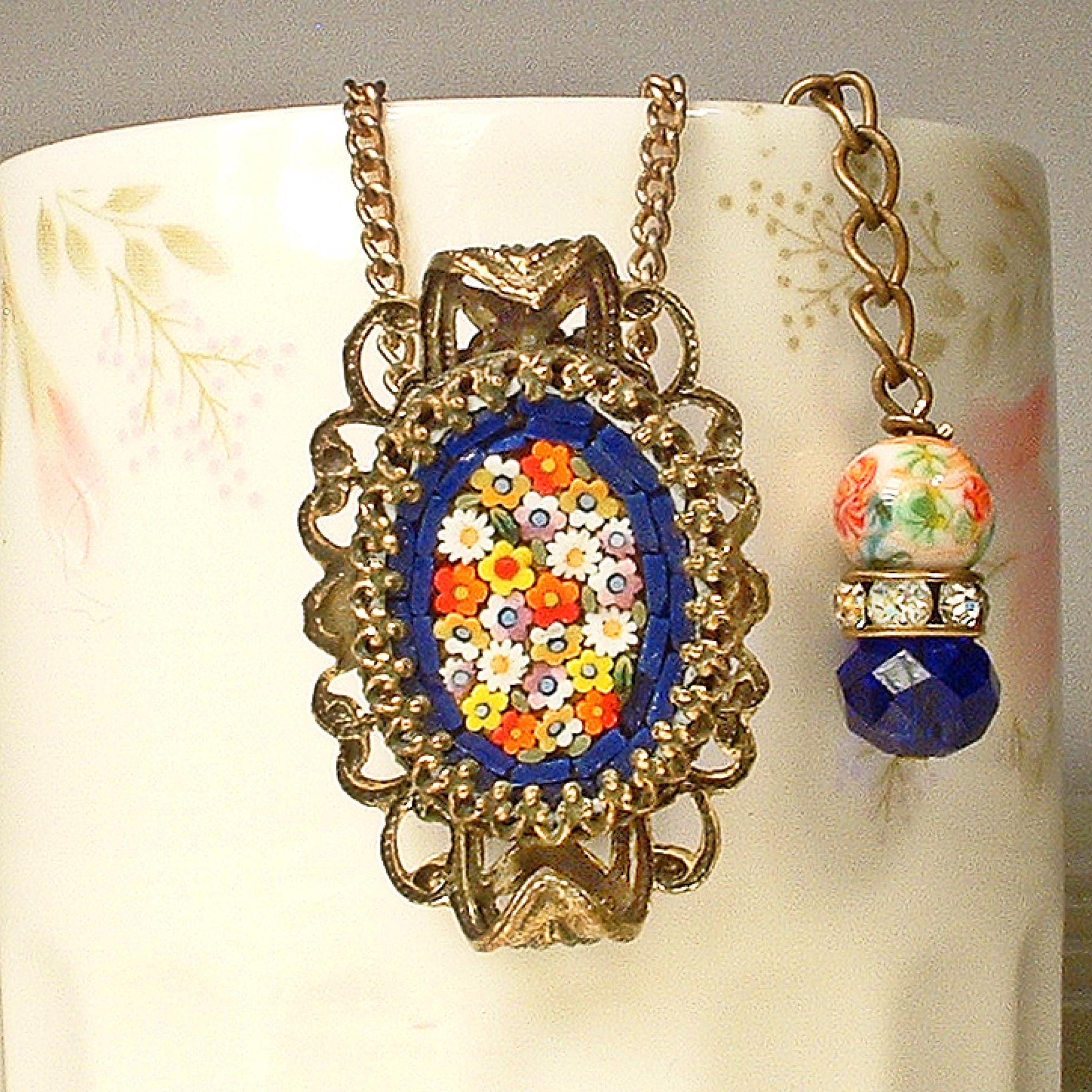 ヴィンテージ 1940年代 イタリア製 マイクロモザイク ネックレス